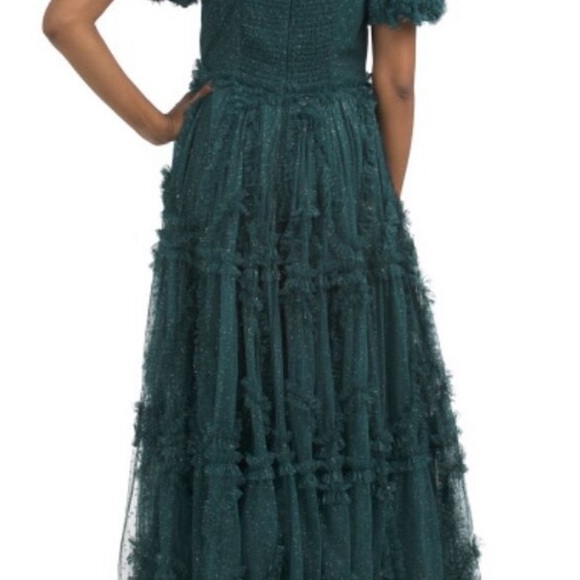 Ivy City Co Teal Puff Sleeve Midi Dress - Picture 2 of 2